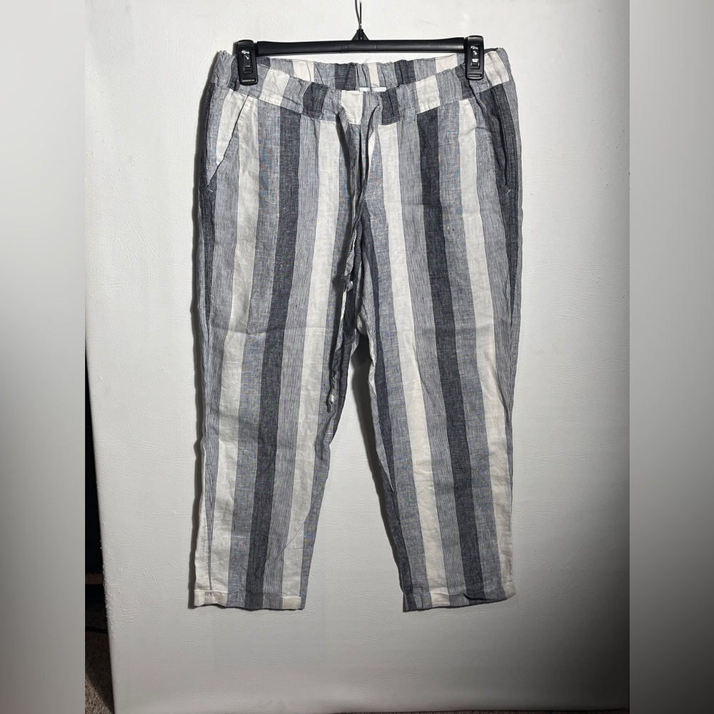 Allen Allen Men's Striped Chinos in Gray and White